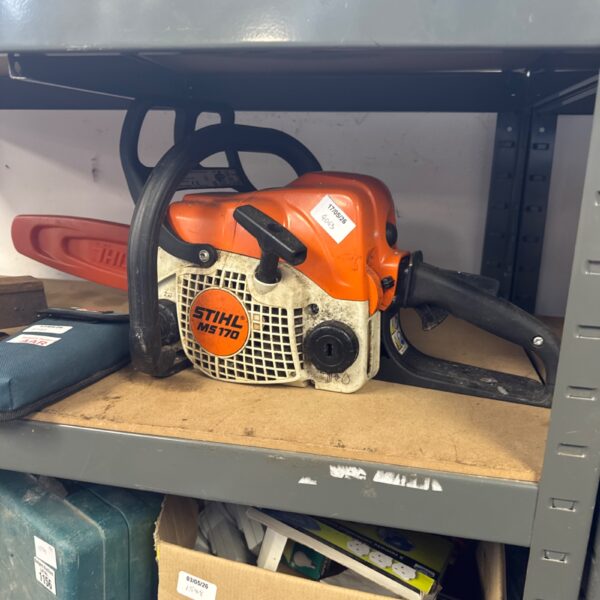 Used Stihl MS170 petrol chainsaw for garden and DIY tasks.