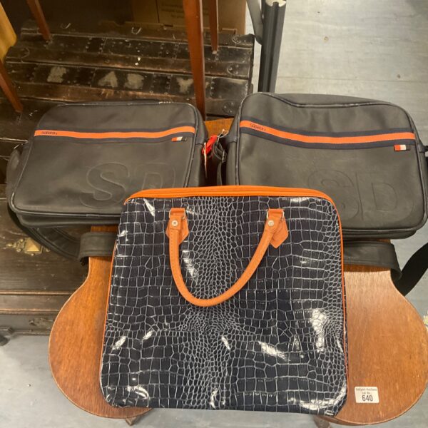 Bundle of three Superdry satchel bags with wear.