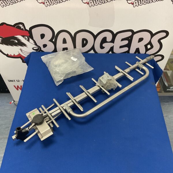 Silver television aerial kit for digital TV reception.