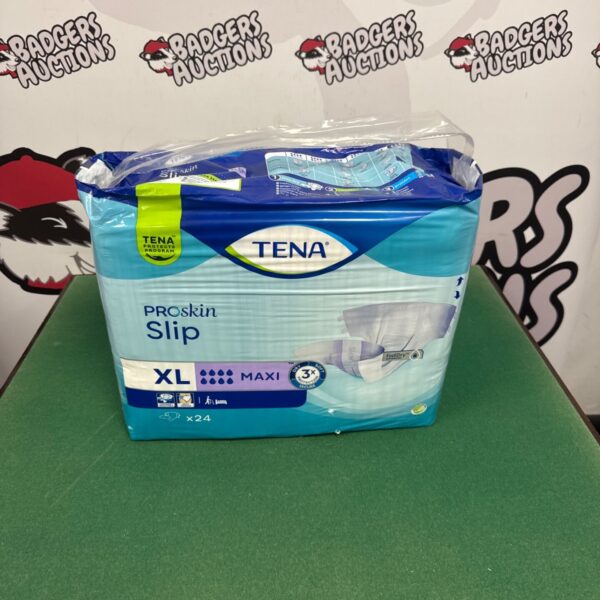 Sealed pack of Tena Proskin slip XL incontinence pants.