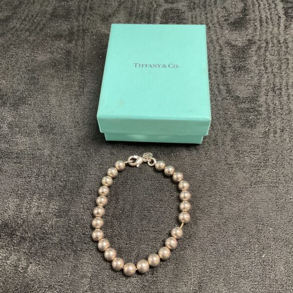 Vintage Tiffany silver bracelet with pearls and box.