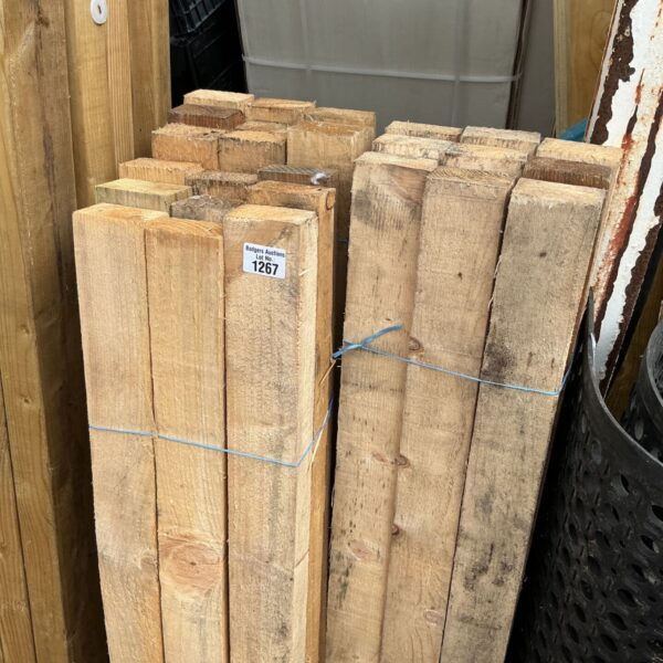 Three bundles of 3’6” timber ready for construction projects.