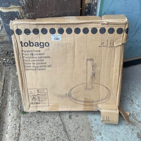 Metal Tobago parasol base model 1363 for garden use.