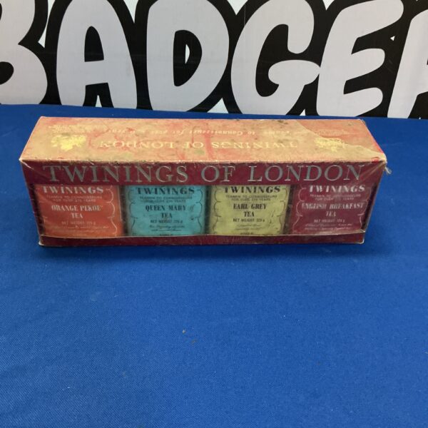 Vintage Twinings of London tea box, collectible tea packaging.