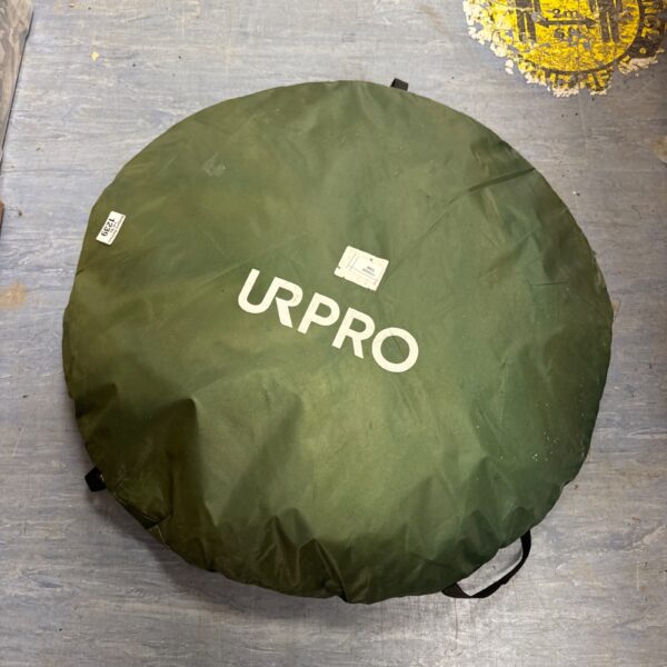 Folded Urpro pop up tent ready for storage or transport.