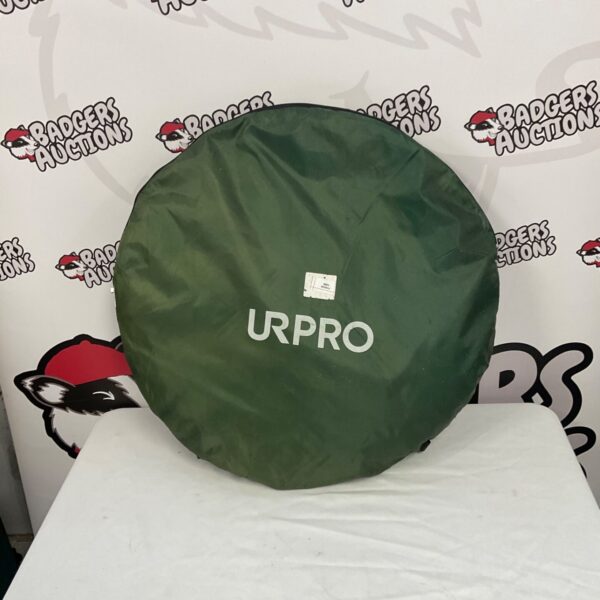 Collapsed Urpro pop up tent ready for camping or outdoor use.