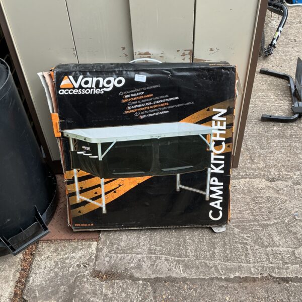 Folded Vango camping table ready for storage or transport.