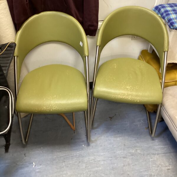 Pair of vintage Venjakob Tessa chairs with chrome frames.