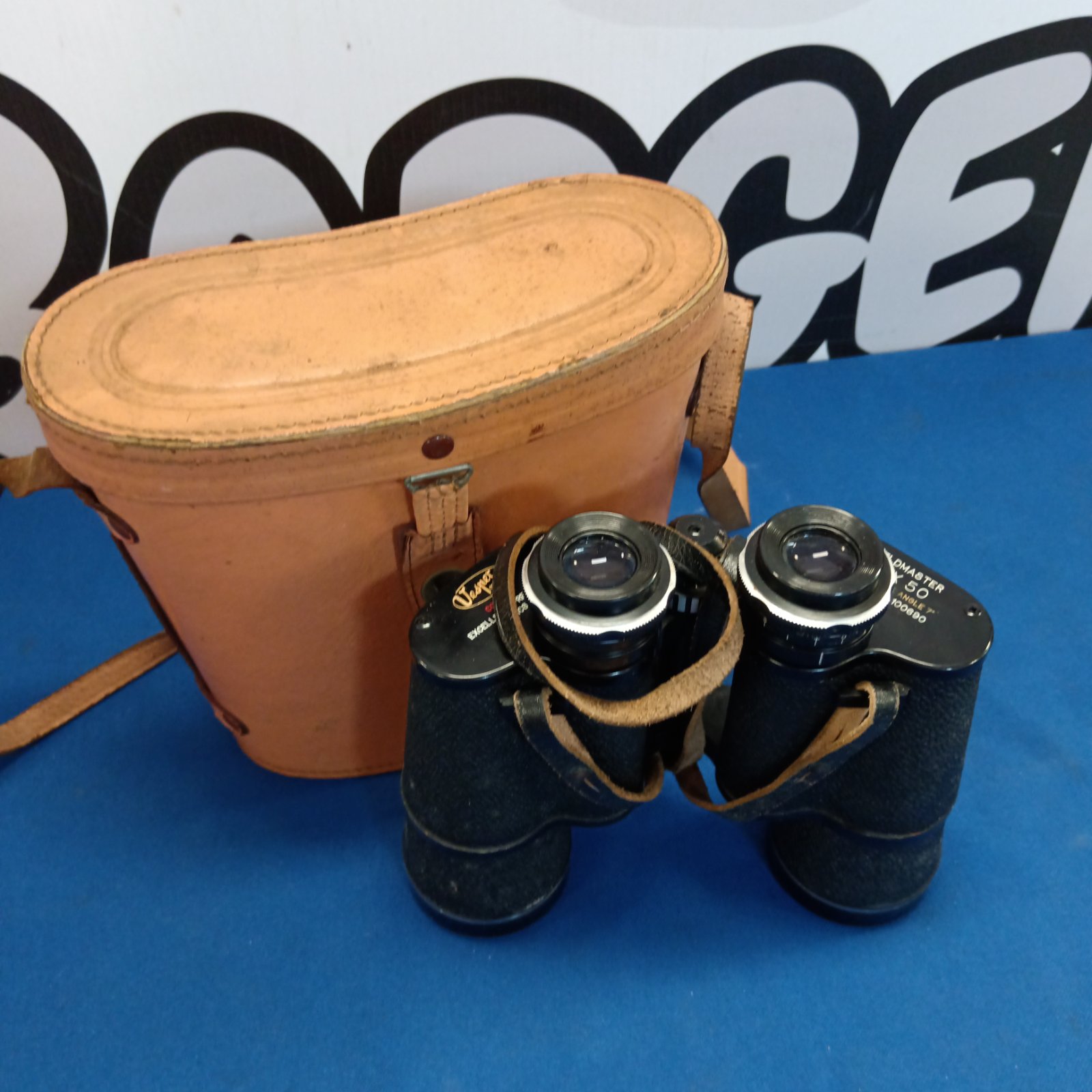 Vintage Vesper Field Master 10x50 binoculars in leather case.
