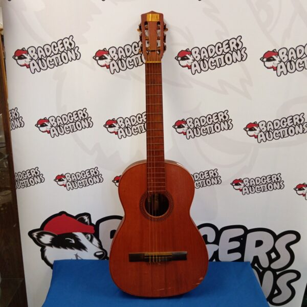 Full view of vintage Vicente Sanchis acoustic guitar.