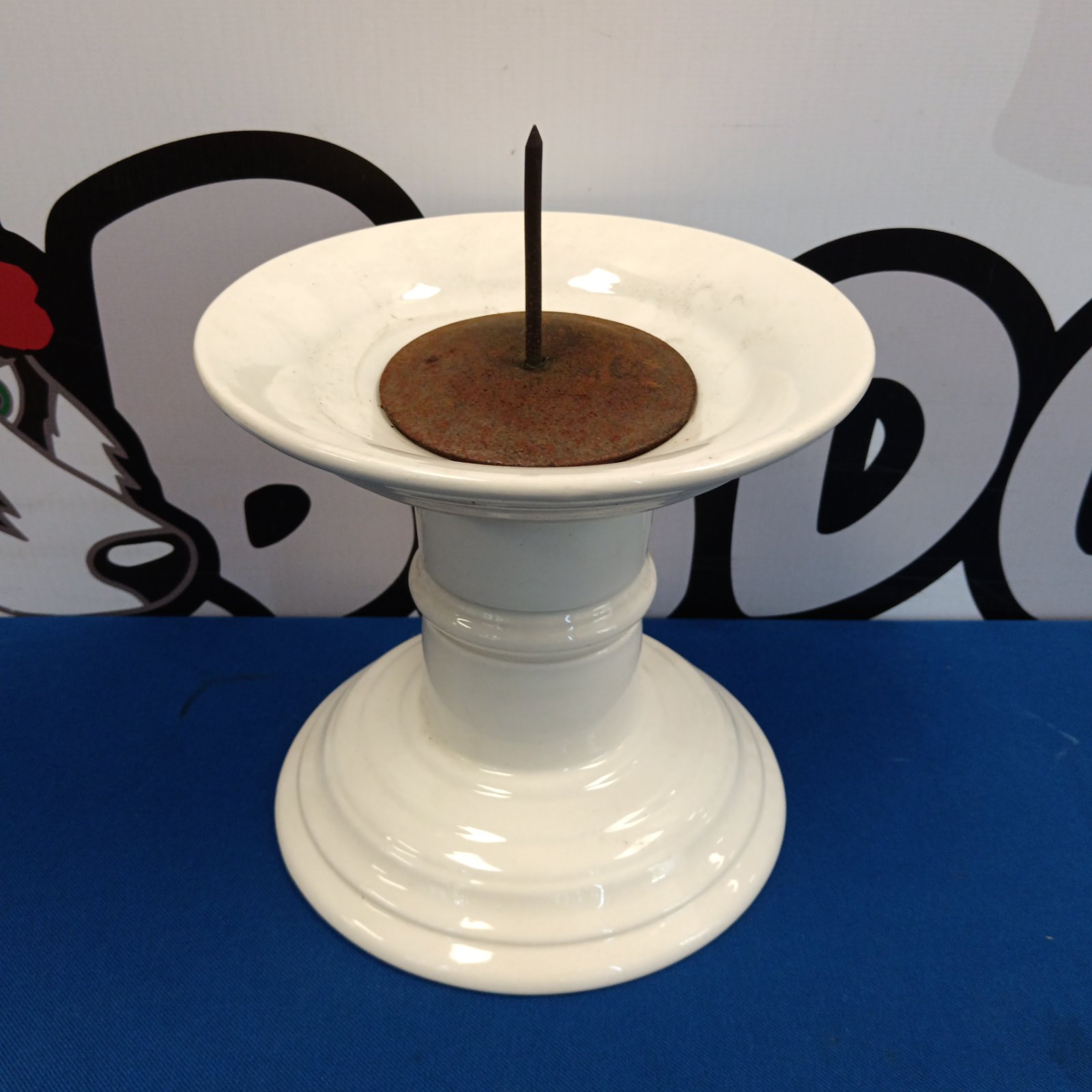 Antique Victorian hock ham stand with corroded metal spike.