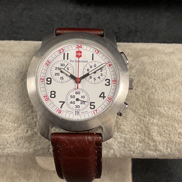 Victorinox Swiss Quartz wristwatch with stainless steel band.