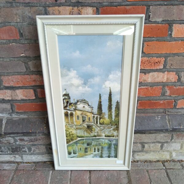 Framed print of the Villa Arvedi chapel in Italy, a beautiful landscape.