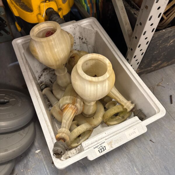Vintage alabaster lamp bases for restoration projects.