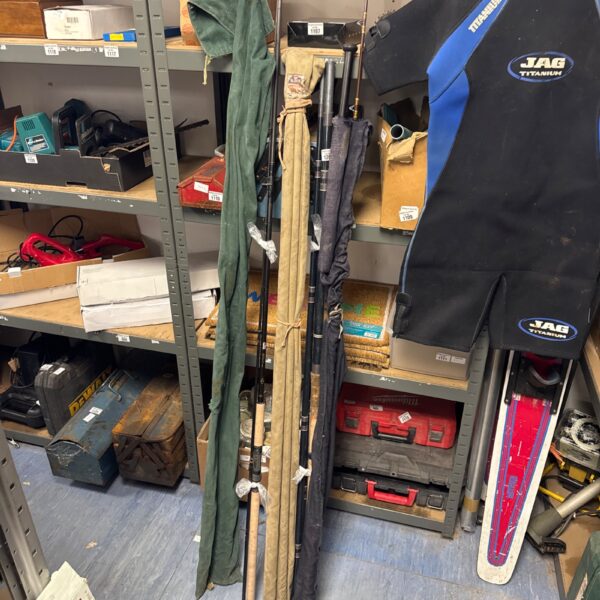 Lot of vintage fishing rods including Milbro and Abu Garcia.