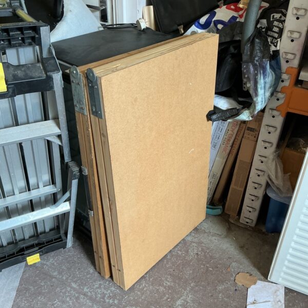 Vintage folding paste tables for art and craft projects.