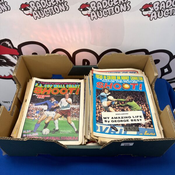 Collection of vintage football magazines from the 1960s and 1970s.