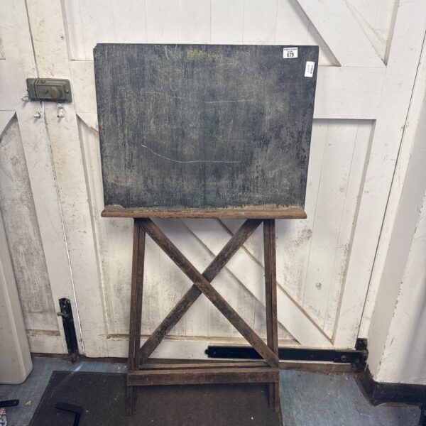 Vintage framed blackboard on a wooden trestle base.