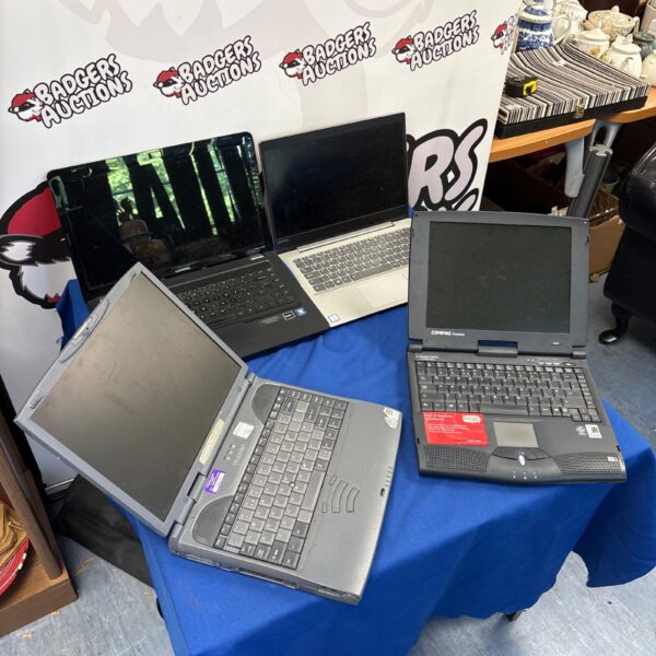Lot of four vintage laptops, including a Lenovo IdeaPad.