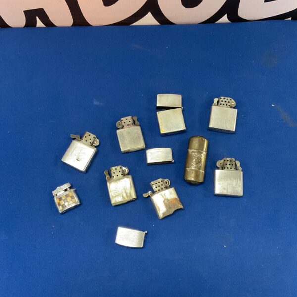 Vintage metal lighters collection, mid-century pocket lighters.