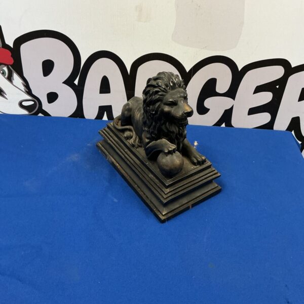 Vintage cast iron lion door stop, antique home decor.