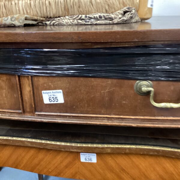 Vintage mahogany hall table with two drawers, antique furniture.