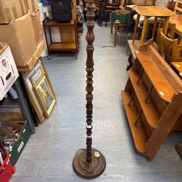 Vintage mahogany standard lamp base with turned column.