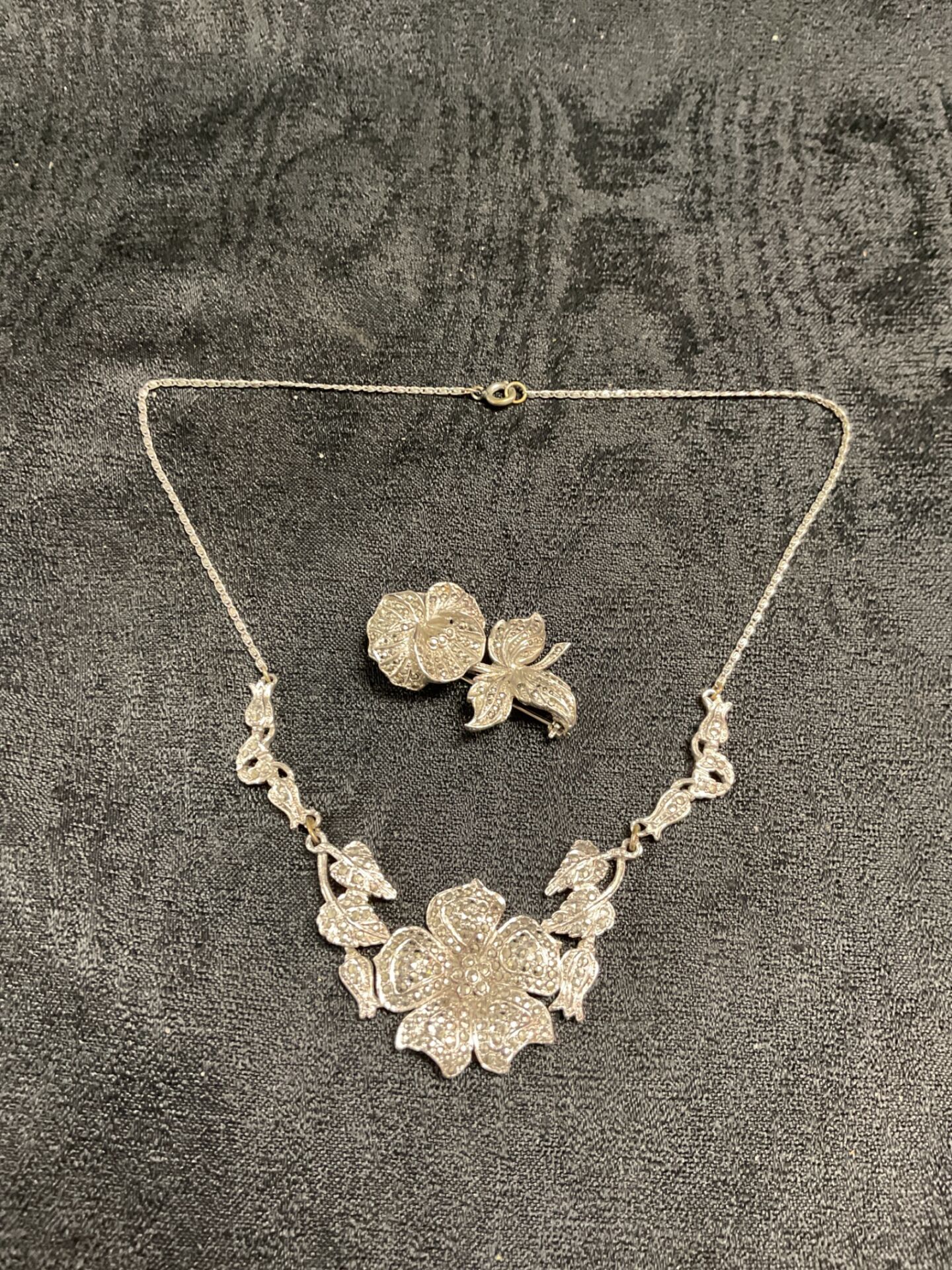 908 Vintage Marcasite Necklace and matching brooch