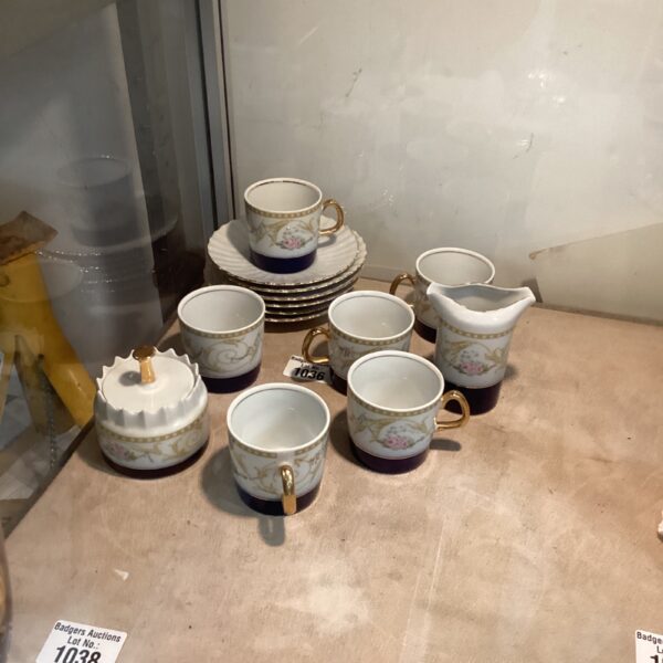 Vintage Pirkenhammer Czechoslovakia coffee set with floral design.