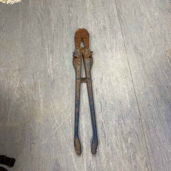 Vintage Record bolt cutters showing wear and rust.
