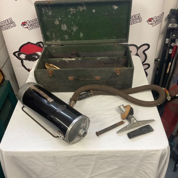 Vintage Summit Hoover vacuum cleaner in wooden box.