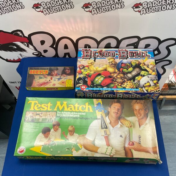 Vintage tabletop games lot including Test Match Cricket and Blood Bowl.