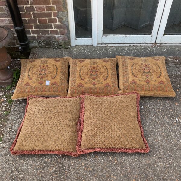 Vintage floral tapestry cushions, a set of three for home decor.