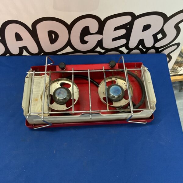 Vintage Tilley Twosome camping stove with two burners.