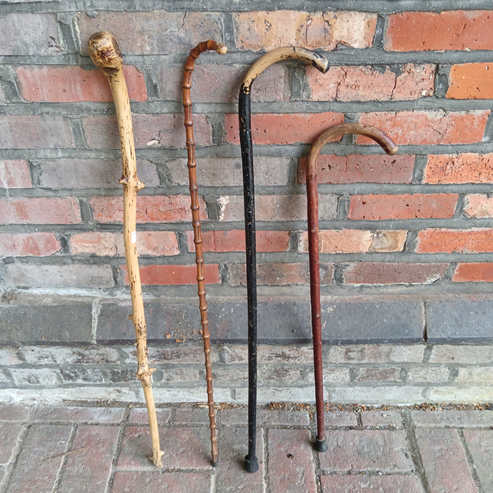 Vintage walking sticks bundle including a bamboo cane.