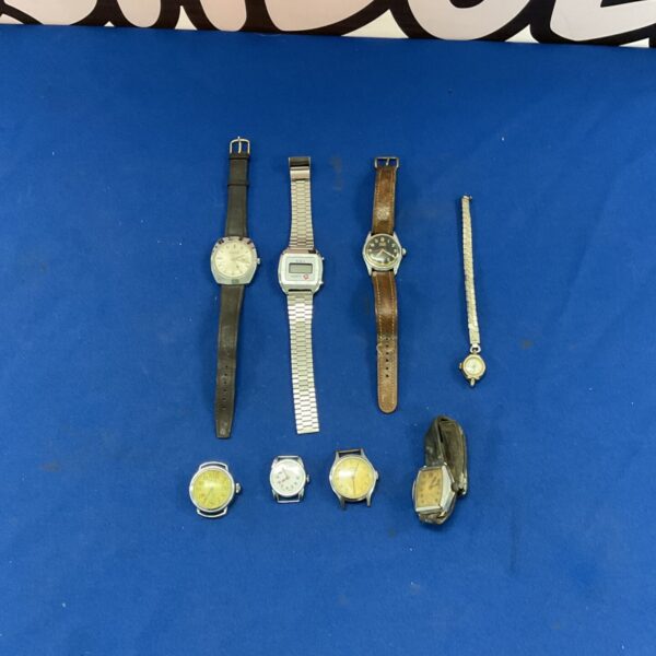 Vintage wristwatches lot, including gents watches and retro timepieces.