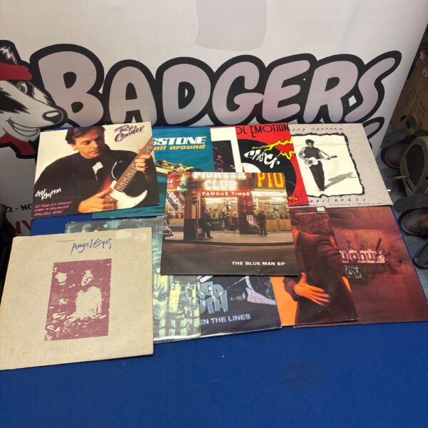 Vintage vinyl EP singles collection, showcasing a variety of record sleeves.