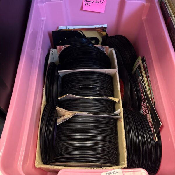 Large lot of vintage vinyl records from the 1960s and 1970s.