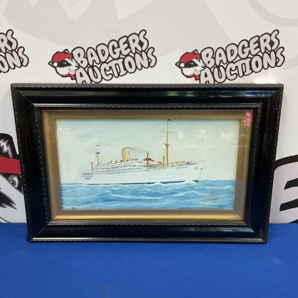 1936 W Barr watercolour painting of the steam boat Strathmore.