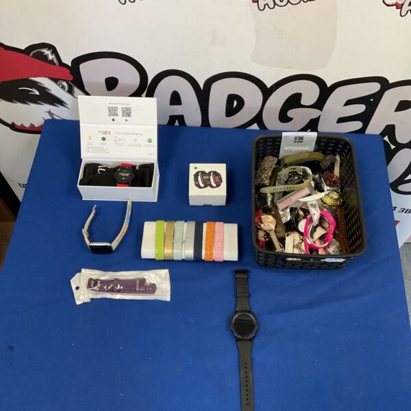 Overview of a watch and bracelet lot with a MyZone fitness tracker.