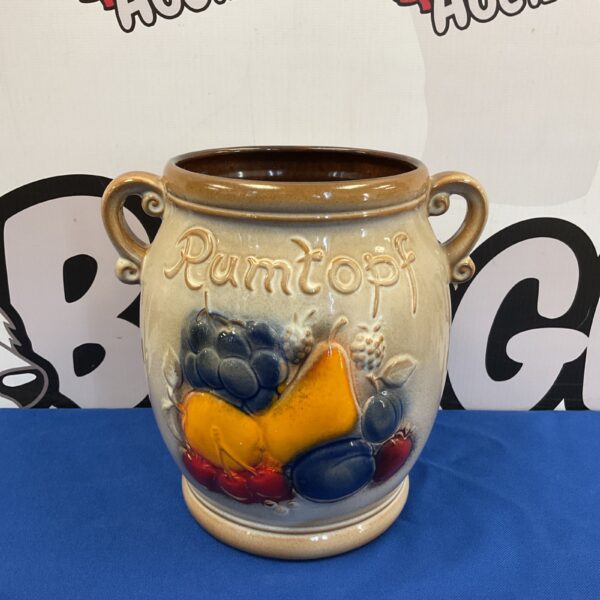 Vintage West German Rumtopf with colourful fruit design.