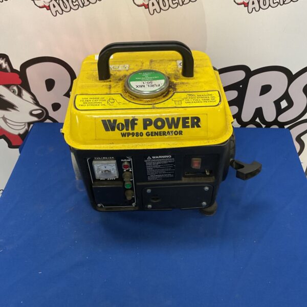 Wolf WP980 generator showing fuel mixing instructions.