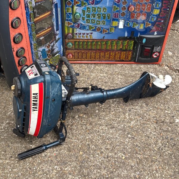 Vintage Yamaha 3.5 outboard motor for small boats.