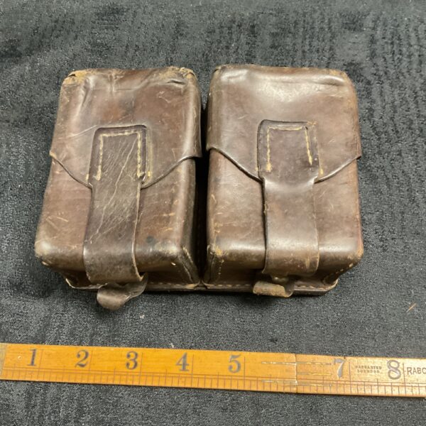 Vintage Yugoslavian WWII leather ammo pouch for collectors.