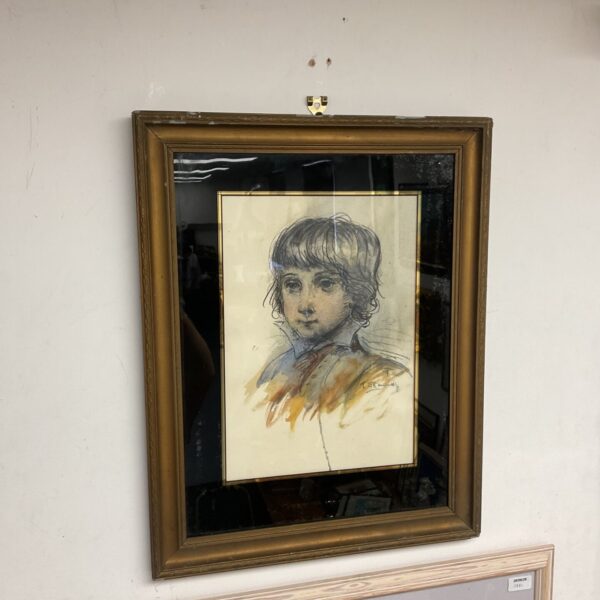 Gilt framed 18th century watercolour and pastel portrait of a young gentleman.