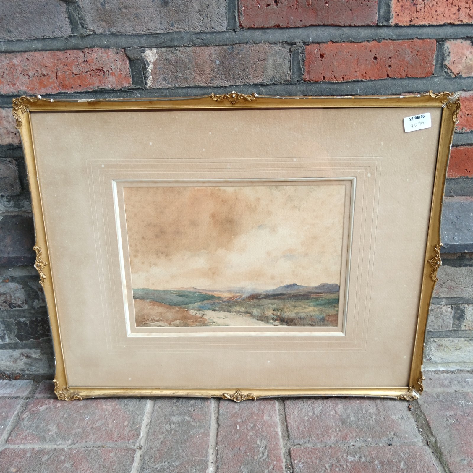 19th century watercolour painting of the Scottish Highlands by A Waller.