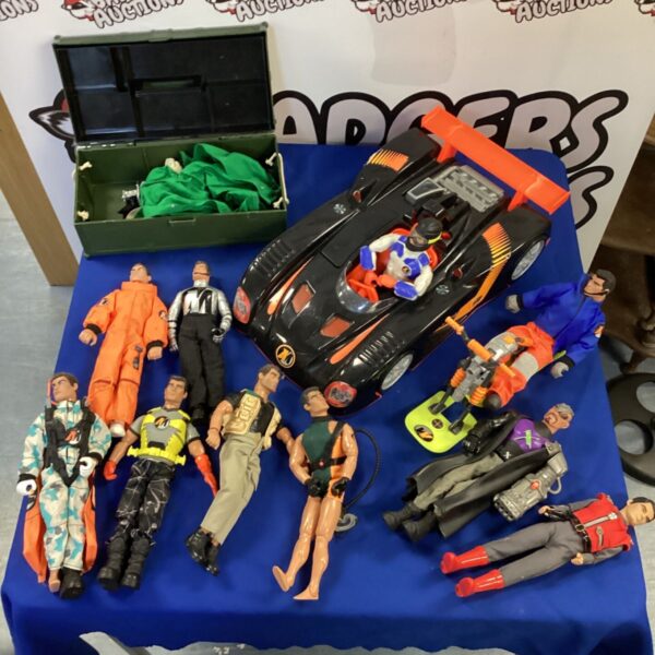 Vintage Action Man figures and accessories collection, classic 1960s toys.