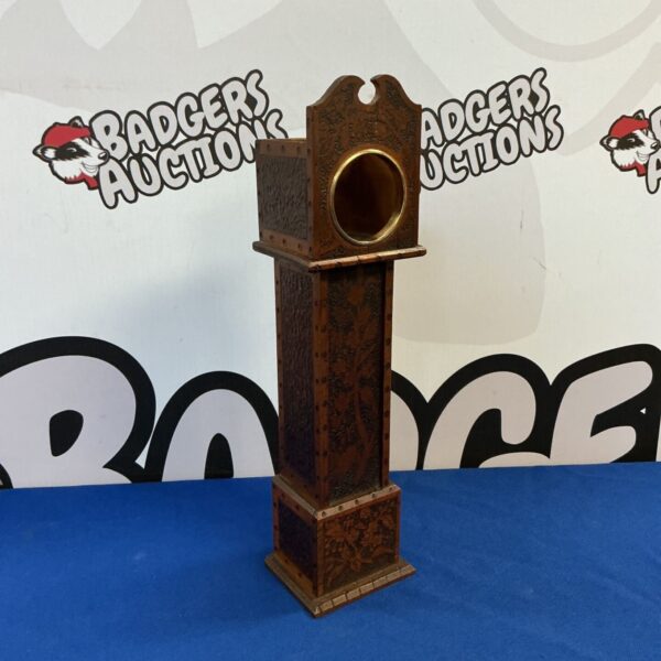 Antique early 20th century pokerwork pocket watch stand.