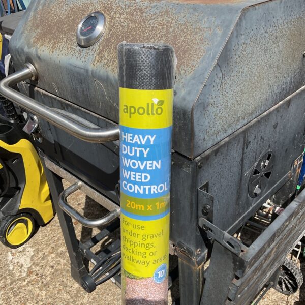 Roll of Apollo heavy duty weed control fabric for garden use.