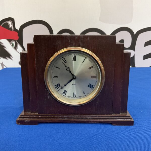 Vintage Art Deco mantle clock with wooden case.